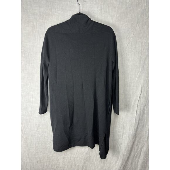 MM Lafleur womens M merino wool long line open front black cardigan sweater - Picture 4 of 7